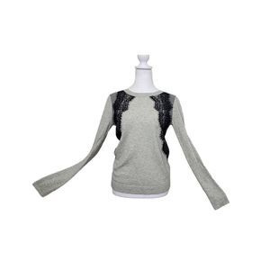 J. Crew Sweatshirt Lace Women's XS Grey Viscose Blend Long-sleeved Crew Neck Mer